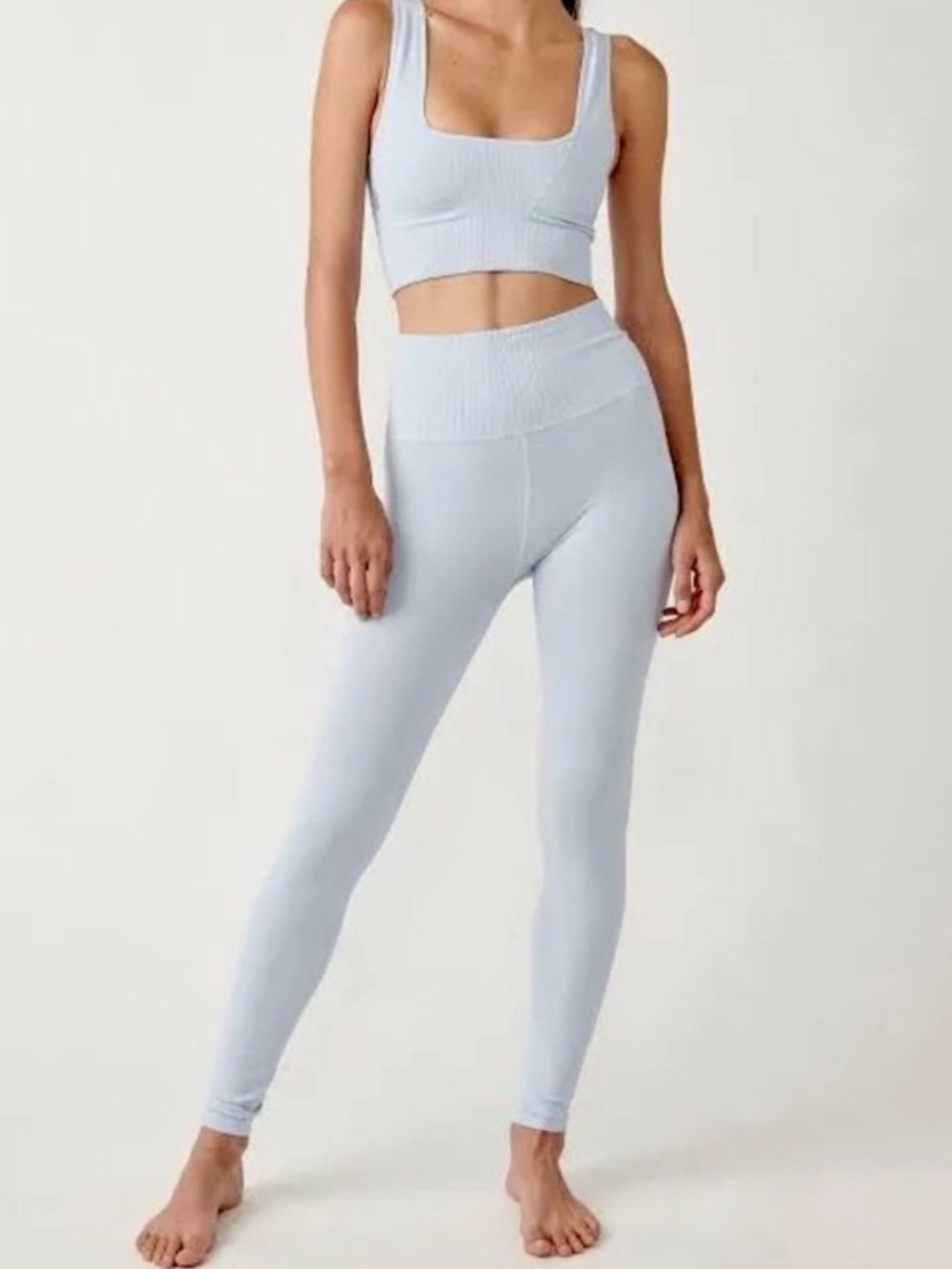 FP Movement Good Karma 7/8 High Waisted Leggings in Baby Sky Blue color